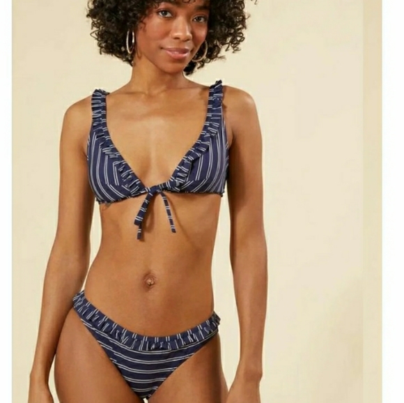 Solid & Striped Bikini Set